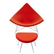 George Nelson Red Coconut Chair and Ottoman